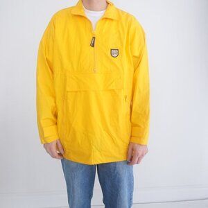 Vintage '90S Reebok British Edition Yellow Navy Half Zip Windbreaker Jacket S